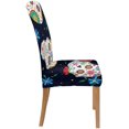 thumbnail image 3 of RYLABLUE Traditional Sugar Skull Stretch Chair Cover Protector Seat Slipcover for Dining Room Hotel Wedding Party Set of 4, 3 of 5