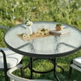 thumbnail image 2 of SalonMore 31.5in Round Outdoor Table with Umbrella Hole for Garden Patio, Dark Chocolate, 2 of 11