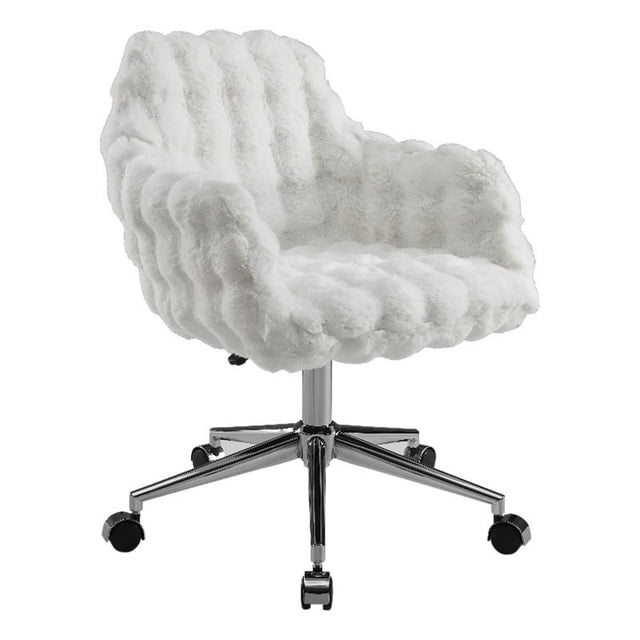 Fiona Rolling Adjustable White Cloud Bubble Office Chair with Chrome Base