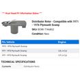 thumbnail image 2 of Distributor Rotor - Compatible with 1971 - 1976 Plymouth Scamp 1972 1973 1974 1975, 2 of 2