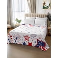 thumbnail image 2 of Red Blue Star 4th of July Flat Sheets Only Twin XL Size, Soft Breathable Bed Top Sheets for Mattress, Independence Day Fireworks Luxury Bedding Flat Sheets for Home Hotel Bedroom Bed Protection, 2 of 9