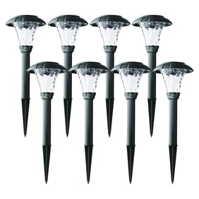 Mainstays Solar Powered Black Stanford LED Pathway Light, 10 Lumens, (8 Count)