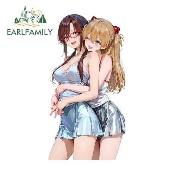 EARLFAMILY 5.1 in Asuka Langley Soryu Car Stickers Personality Motorcycle Helmet Skateboard Windshield Waterproof PVC Decal Occlusion Scratch Fashionable Vinyl Car Wrap