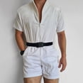 thumbnail image 6 of Joernso Men Jumpsuit Turndown Collar Straight Temperament Slim Short Sleeve Romper Streetwear, 6 of 8