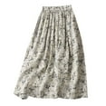 thumbnail image 2 of Xunlbb Women's Long Skirts, Women's Summer Casual Printed And Linen A-line Elastic Waist Skirt Gift for Girls, Size M-2XL, 2 of 5