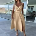 thumbnail image 2 of GHSOHS Homecoming Dresses for Women Vestidos Party Dresses Womens Spaghetti Strap Flowing Long Slip Dress Wedding Guest Dresses Formal Dress Long Party Dress Khaki Dress, 2 of 5
