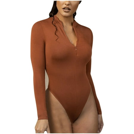 

Bodysuit for Women Tummy Control Jumpsuit Seamless Sexy Solid Color Jumpsuit Thong Fashion Versatile Bodycon Rompers