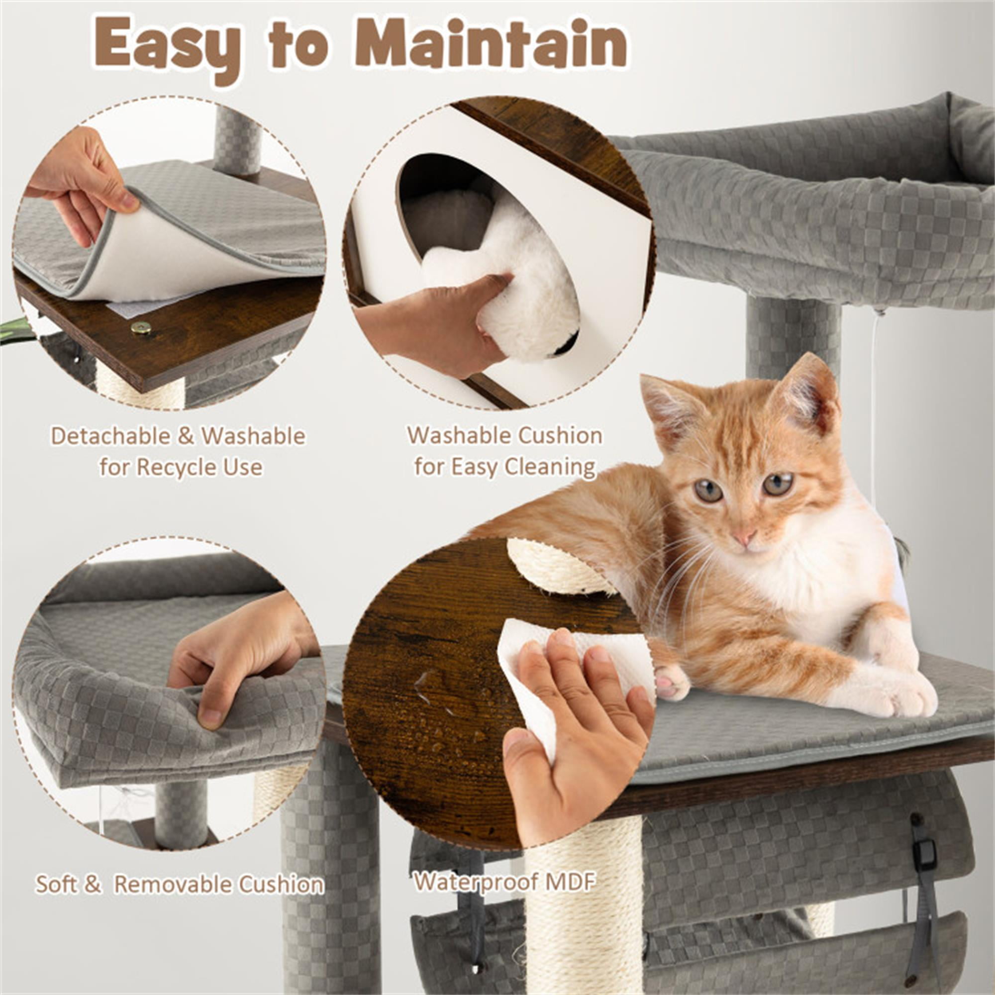Pefilos 53" Modern Cat Tree Tower for Indoor Cats, Multi-Level Cat Condo with Scratching Posts, Perch, Washable Removable Cushions, Cat Tree House, Gray Pefilos 53" Modern Cat Tree Tower for Indoor Cats, Multi-Level Cat Condo with Scratching Posts, Perch, Washable Removable Cushions, Cat Tree House, Gray