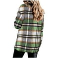 thumbnail image 4 of DDAPJ pyju Womens Plaid Shacket Wool Blend Shirt Jacket Checkered Work Shirts with Pockets Green S, 4 of 7