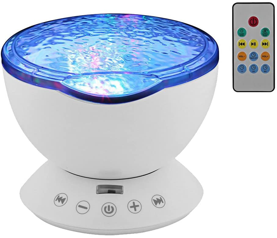 Led Night Light Projector Lamp, Remote Control Timer Ocean Wave Night Light Projector