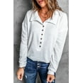 thumbnail image 1 of Women's White Button Front Turn-down Neck Knit Top, 1 of 15