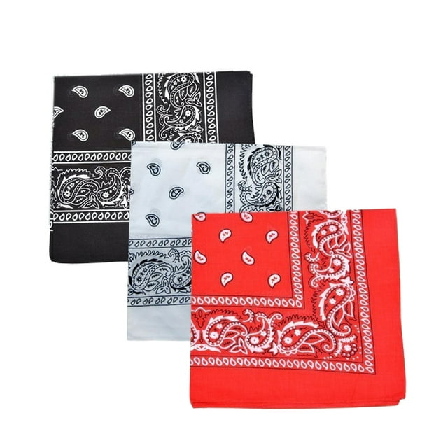 Mechaly Paisley Bandanas 100 % Coton Double Face - Lot de 12 - une Douzaine (Noir)