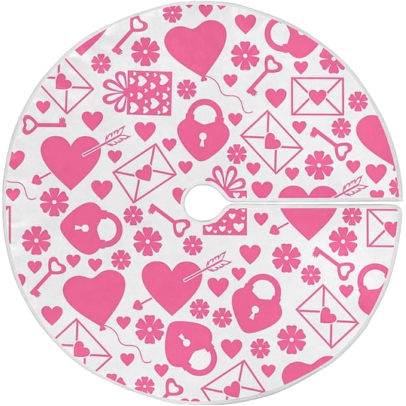 FMSHPON Valentine's Day Mother's Day Red Heart Love Xmas Christmas Tree Skirt Stand Mat for Holiday Party Decoration Indoor Outdoor 36 inches