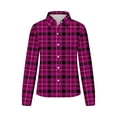 thumbnail image 5 of Aobny Summer Womens Shirts Pink Formal Long Sleeve V-Neck Button Down Plaid Blouse Juniors Shirts, 5 of 5