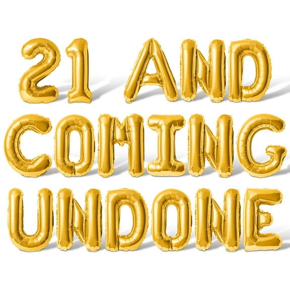 Letter Balloons - 21 AND COMING UNDONE 16" Inch Alphabet Letters Foil Mylar Balloon 21st Birthday Party Banner (Gold)