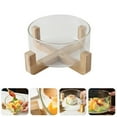 thumbnail image 4 of Creative Glass Salad Bowl with Wood Stand for Snacks and Fruits, 4 of 8