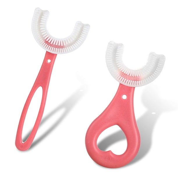 Bewildely Silicona 360 grados de mano en forma de U blanqueamiento cepillo de para bebés cepillo de para niños mango de cepillo flexible Suministros de limpieza para el hogar rosado 2-6 años tipo 3 Bewildely HA008802-06B