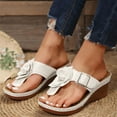 thumbnail image 2 of LOVZFMLL Sandals for Women Chunky Wedges Summer Dressy Flip Flops Comfortable Footwear Casual Walking Slip On Thong White 7.5, 2 of 7