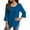 Blue, variant on Womens Blouse Dressy Casual Ruffle 3/4 Sleeve Tops Summer Lightweight Curved Hem Textured Tunic Shirts