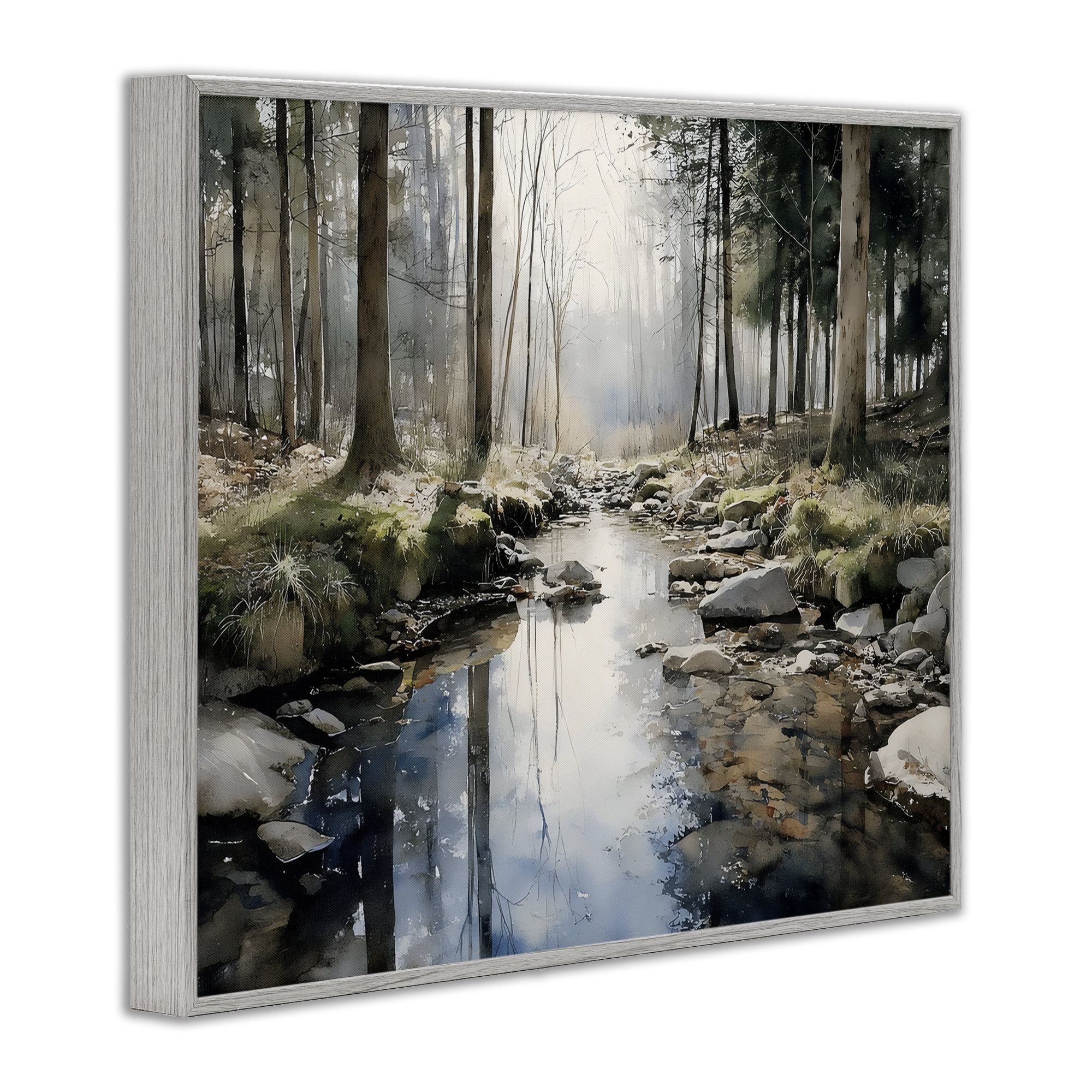 Stupell Industries Rock Creek in Morning Mist Gray Framed Giclee Art, design by Franklyn Gregory