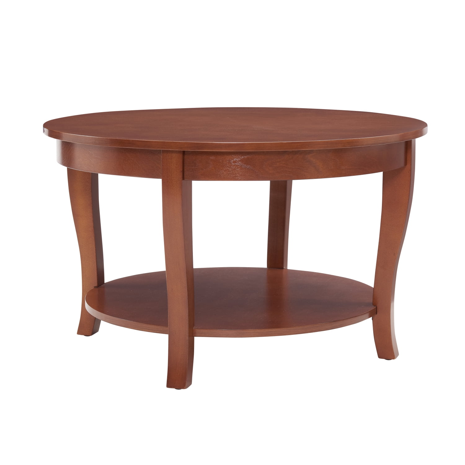 Traditional Round Coffee Table with Open Storage Shelf