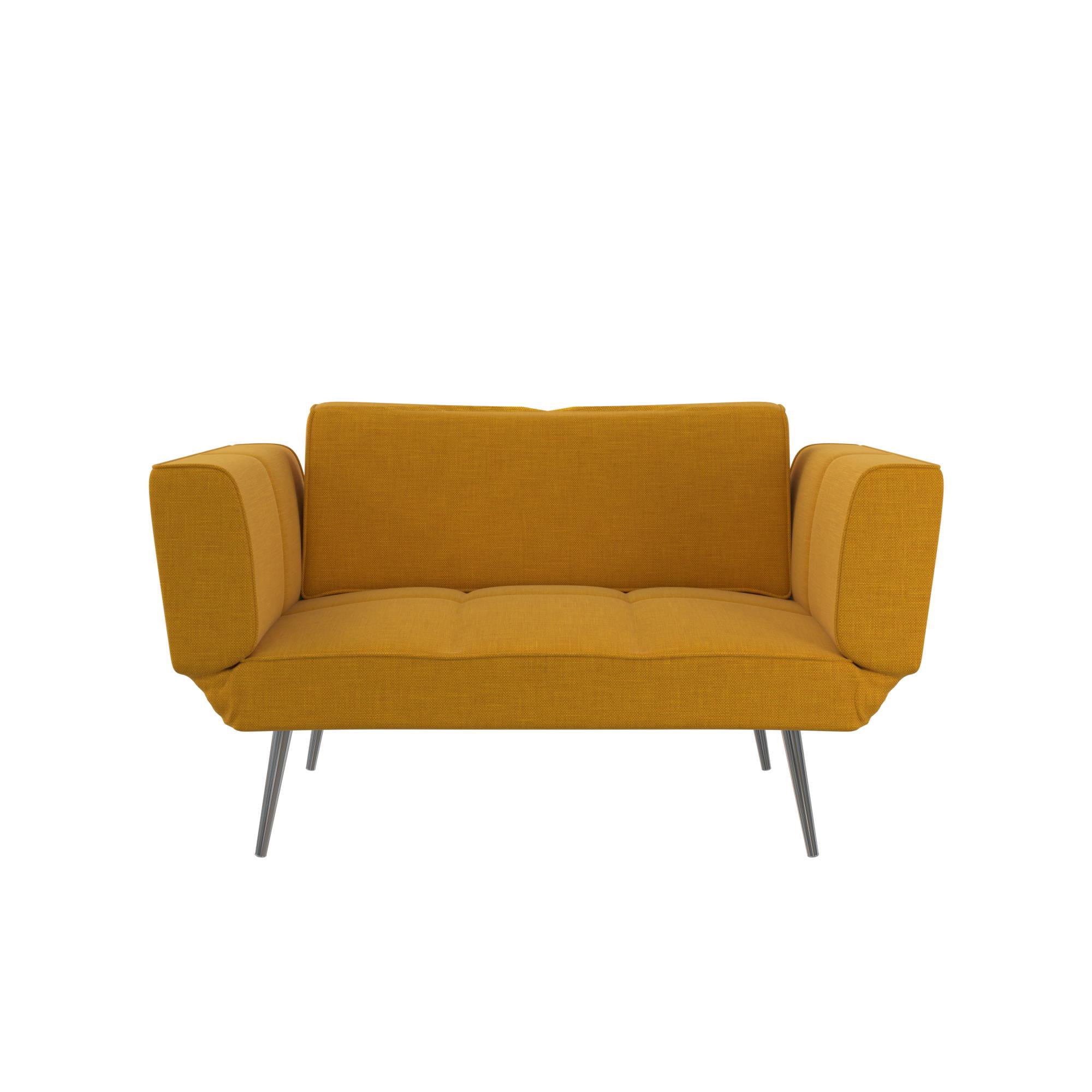 DHP Euro Upholstered Futon with Magazine Storage, Mustard Yellow