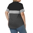 thumbnail image 3 of VOGRACE Plus Size Tops for Women Summer Short Sleeve Trendy Polo Shirts Fashion 2026 Color Block Tunic Black & Grey Color Block 3XL, 3 of 6