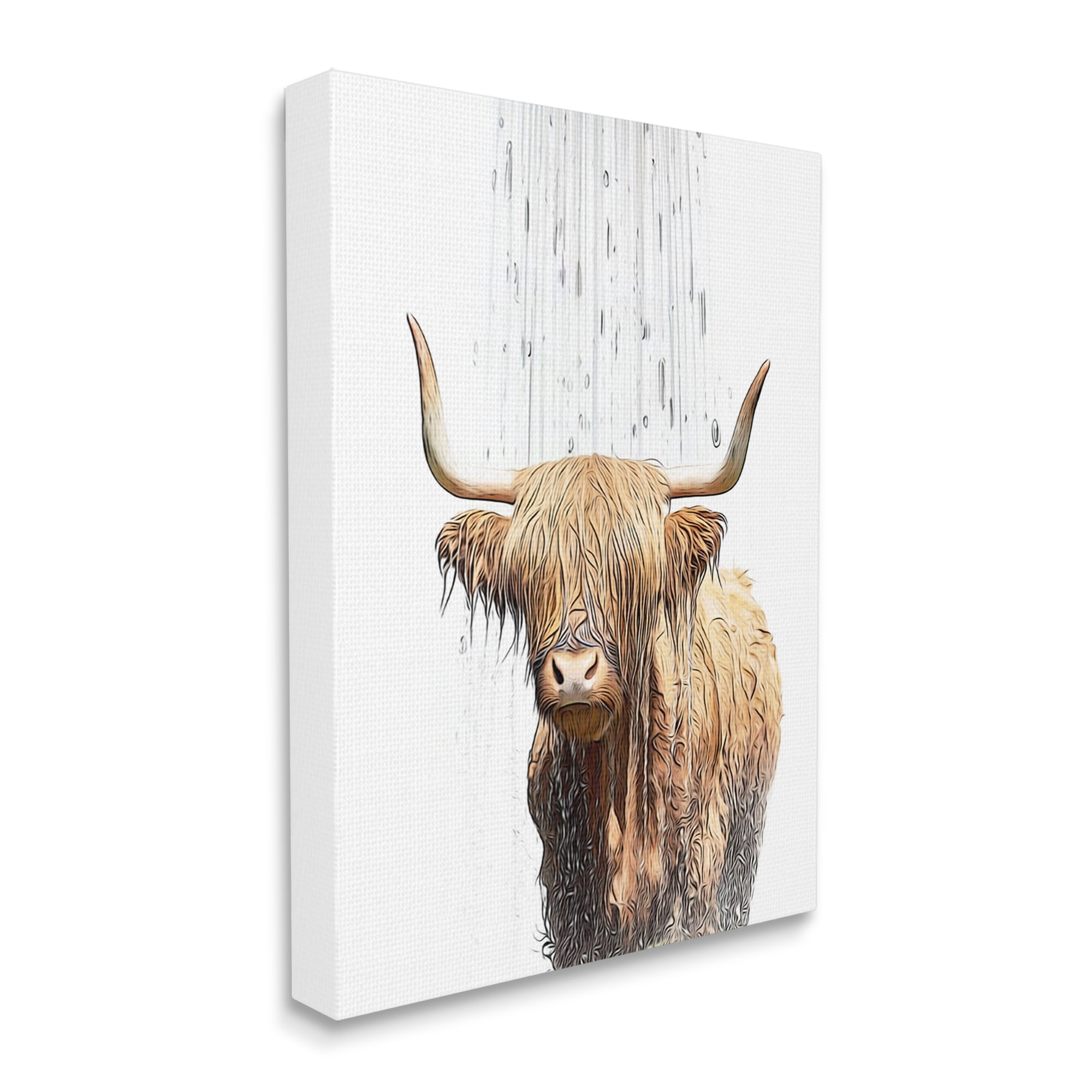 Stupell Industries Highland Cow Bathroom Splash Animals & Insects Painting Gallery Wrapped Canvas Art Print Wall Art, 30 x 40