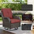 thumbnail image 5 of Gymojoy 4 Piece Outdoor Patio Furniture with a 3 Seat Sofa,Rattan Wicker Coversation Set with Swivel Rocking Chair,Balcony Sofa Set with Propane Fire Pit Table for Outside Porch Backyard Pool,Brown, 5 of 15