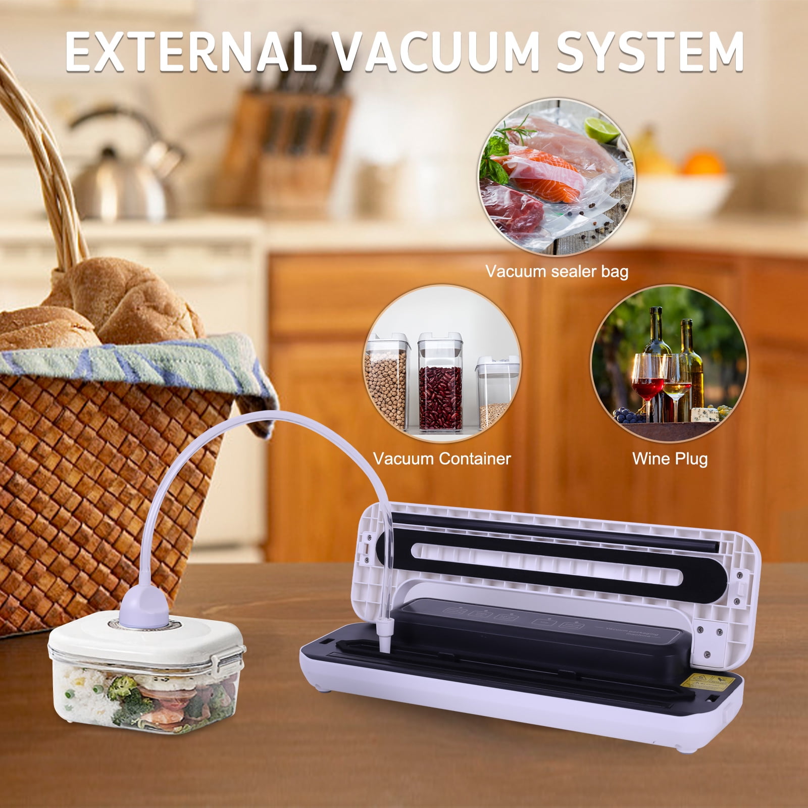 Vondior Vacuum Sealer Machine, 80Kpa Dry & Moist Food Vacuum