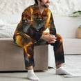 thumbnail image 7 of Hirioo Sunset Maple Tree Fox for Men's Pajama Sets 2 Piece Pjs Men's Long-Sleeved Pajama Set Button Down Sleepwear,S-XXL-Small, 7 of 7