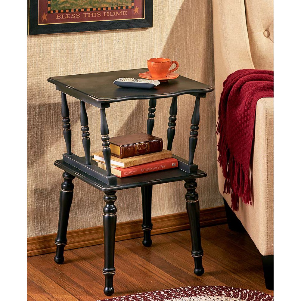 Antiqued Spindle Leg Accent TablesBlack