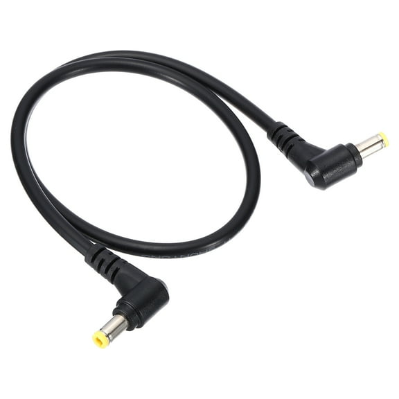 Uxcell 2Ft 5.5mm x 2.5mm Male to Male DC Power Cable, 18AWG Wire Adapter 90 Degree Right Angle Extension Cord, Black