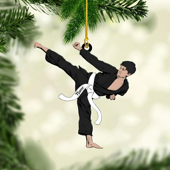 Personalized Karate Ornament, Personalized Karate Uniform Acrylic Shape Flat Ornament, Custom Karate Ornament, Gifts for Karate Lovers, Karate Christmas Ornament (Style 2) - 3548 (Style1)