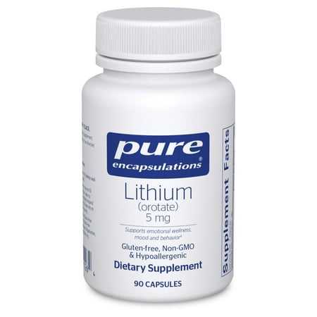Pure Encapsulations Lithium Orotate 5 mg - Brain Support Supplement - With N-Acetyl-L-Cysteine (NAC) for Memory & Brain Behavior* - Gluten Free & Non-GMO - 90 Capsules