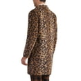thumbnail image 3 of INSPIRE CHIC Animal Printed Trench Coat for Men's Notched Lapel Classic Vintage Winter Overcoats L Brown, 3 of 6