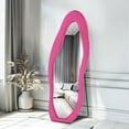 thumbnail image 2 of Full Length Mirror 63"x24" Irregular Full Body Wall Mounted Floor Mirror with Stand Pink Flannel Frame Leaning Hanging Wall Mirror for Bedroom Entrance, 2 of 14