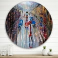 thumbnail image 2 of Designart 'Girl In Red Crossing The Street' Traditional Circle Metal Wall Art 29x29 - Disc of 29, 2 of 5