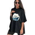 thumbnail image 5 of Women T Shirt Graphic Tee Summer Tops Half Sleeve Loose Drop Shoulder Vintage Shirts Streetwear Sweat Casual Tees XS, 5 of 5