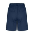 thumbnail image 6 of UVEASISHA Summer Shorts for Women Twill Casual Bermuda Shorts Solid Color Button Zip Short Pants with Pockets Pantalones de verano para mujer Navy L, 6 of 7