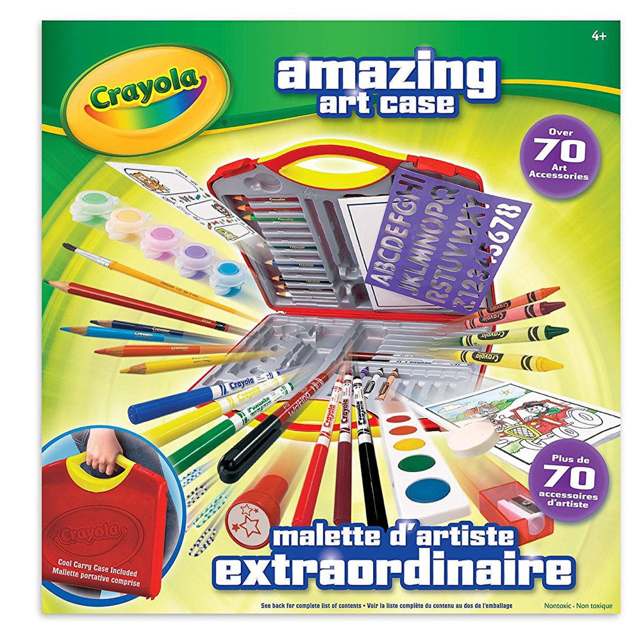 Gift For Kids Age 5+ Crayola All That Glitters Art Case Coloring Set 