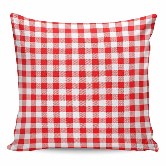 Throw Pillow Covers 24x24 Inch, Red White Plaid Decorative Pillow Cases for Couch Sofa Bed, Modern Farmhouse Buffalo Check Gingham Cotton Linen Square Home Decor Pillowcases with Hidden Zipper