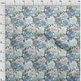 thumbnail image 3 of oneOone Cotton Poplin Light Blue Fabric Flower & Leaves Watercolor Dress Material Fabric Print Fabric By The Yard 56 Inch Wide, 3 of 4