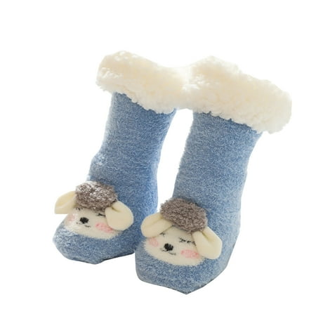 

JDEFEG 2 Socks Children s Long Tube Socks Lamb s Wool Baby Floor Socks Thickened Baby Socks Winter New Warm Thick Toddler Shoes Socks Winter Sock for Baby Boy Cotton Blend Blue M