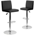 thumbnail image 2 of Flash Furniture 2 Pack Contemporary Black Vinyl Adjustable Height Barstool with Panel Back and Chrome Base, 2 of 8