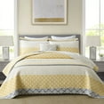 thumbnail image 5 of SahSahCasa Queen Size Quilt Set - 100% Cotton Farmhouse Floral Queen Quilt Set, Lightweight Quilted Bedspread Reversible Comforter, Yellow Grey Quilt Bedding Set All Season, 3 Pieces, 5 of 7