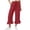 Red, variant on KLHDSF Pants For Women Drawstring Elastic Waist Cropped Pants with Pockets And Ruffle Hem Cotton Linen Solid Summer Trousers BlackL