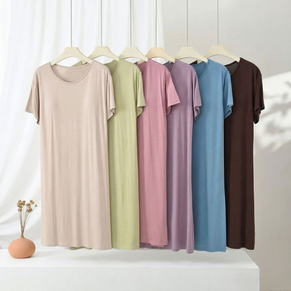 Naittoop Modal Nightgowns for Womens, Short Sleeve Sleep Dress, Soft Comfy Summer Cooling Night Shirts Sleepwear