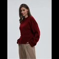 thumbnail image 4 of Suéteres de Cuello Redondo para Mujer, Conjuntos de Otoño, Tops de Punto Acanalado de Larga A Vino Tinto S, 4 of 10