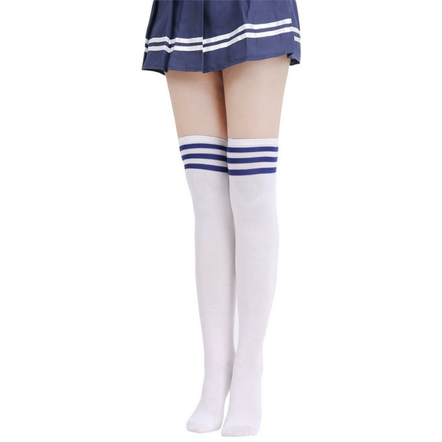 1 Paire de Bas Cuisse Haute Respirantes Uniques Mignons Multi-Positions Grande Taille Polyvalents au-Dessus du Genou Style Preppy Type6